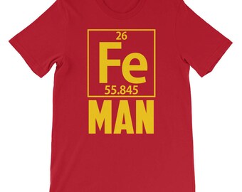 Fe Man Science Periodic Table Iron Element Halloween Costume Unisex short sleeve t-shirt