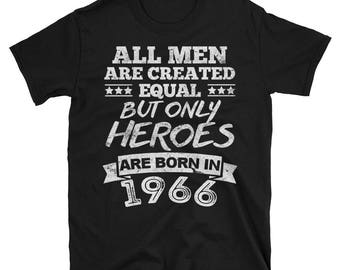 All Men Are Created Equal But Only Heroes Are Born In 1966 Birthday Gifts For Dad, Father, Grandpa, Grandfather, Veteran 51st 52nd Birthday