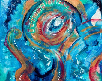 Emotion in Motion, Mixed Media Abstract Painting, Emotional Healing, Energy Flow, 11x14