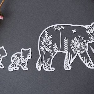 Flower Filled Mama Bear and Cubs Boho Bohemian Sticker