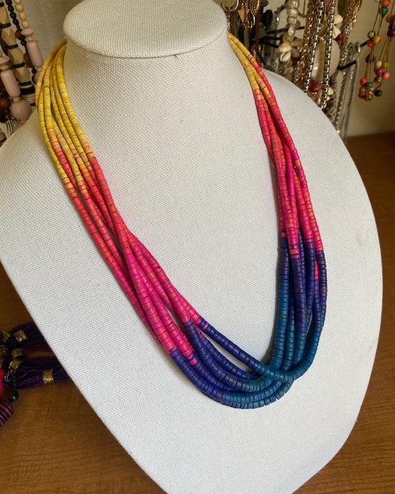 Vibrant multi strand necklace