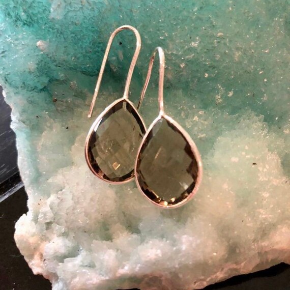 Sterling Silver Smoky Crystal Threader Earrings Sterling Silver Smoky Crystal Threader Earrings