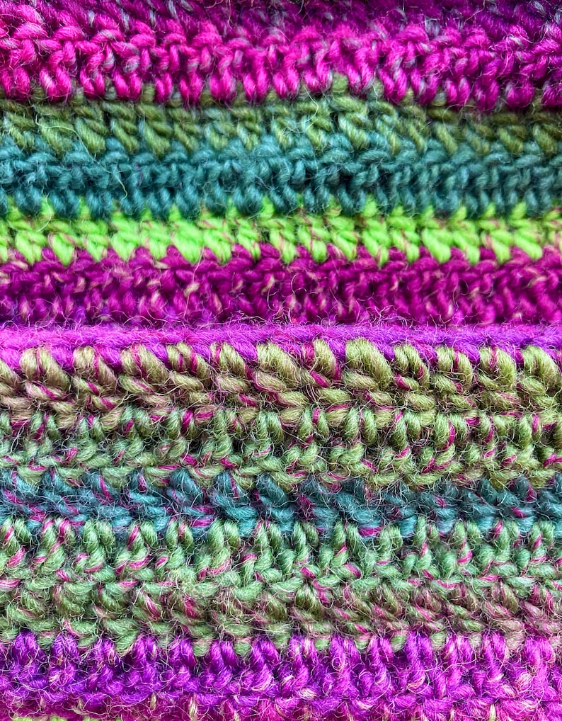 Pure new wool crocheted beanie slouch hat Winter Berries green purple