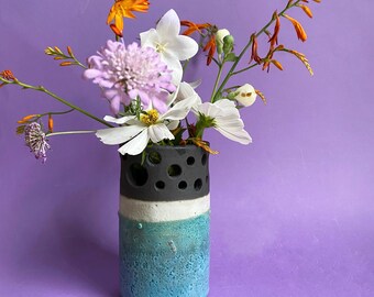 Ceramic vase pottery black turquoise