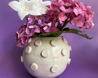 Round ball sphere ceramic white vase