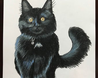 Portrait personnalisé de crayon coloré d’animal familier 8x10