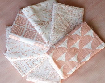 PINK Boho Original Designs on Bright White Cotton Tea Towel Blush Towel Midcentury Modern Hand Towel Kitchen Decor Housewarming Gift for Her
