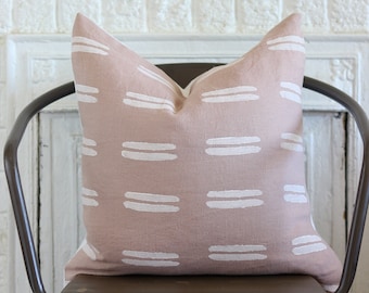 Blush Linen Pillow Cover Throw Pillow Cover Boho Pillow Cover Boho Chic Home Decor Hand Made Home Goods Block Printed Pillow Cover Bohemian