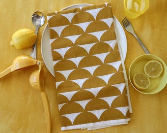 YELLOW Semi Circle Tea Towel Colorful Hand Towel Bright Modern Kitchen Towel Simple Dish Towel Cotton Dish Cloth