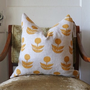 Mostarda capa de almofada de linho fronha lance travesseiro boho chique decoração para casa feito à mão bens domésticos bloco impresso capa de almofada