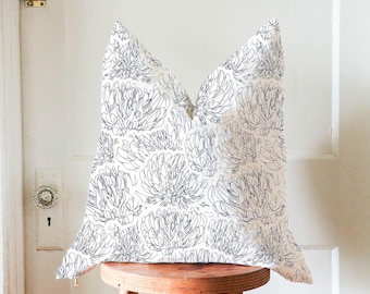 Clover Flower Block Print Linen Pillow Cover – Handcrafted Modern Decor
