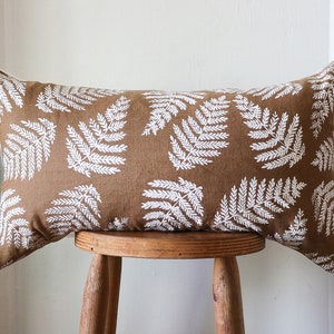 Ginger Linen Pillow Cover Botanical Print Throw Pillow Cover Boho Pillow Cover Boho Chic Home Decor Fern Pillow Block Print Bohemian Pillow image 7