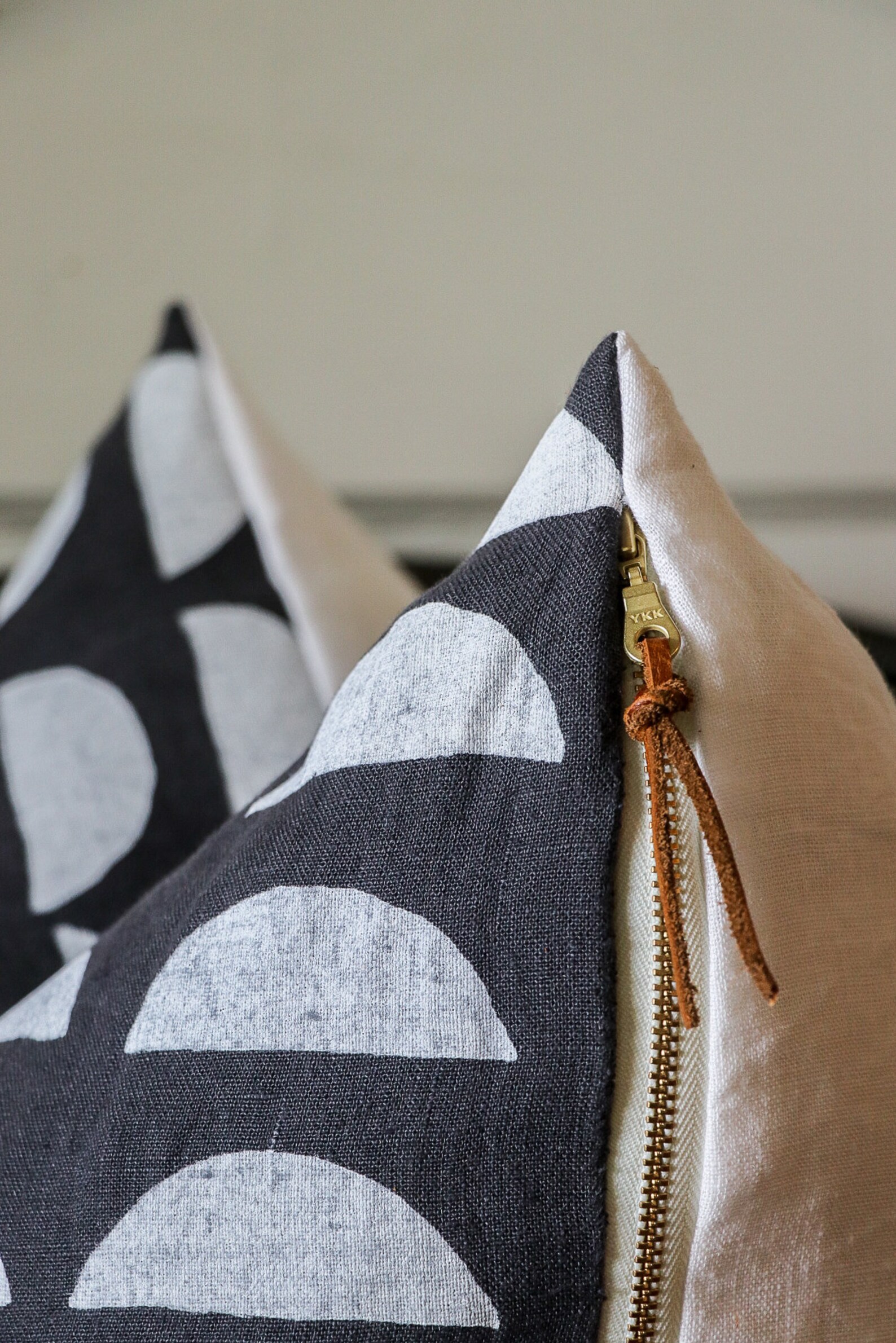 Charcoal Gray Pillow Linen Half Moon Throw Pillow Half Moon Etsy