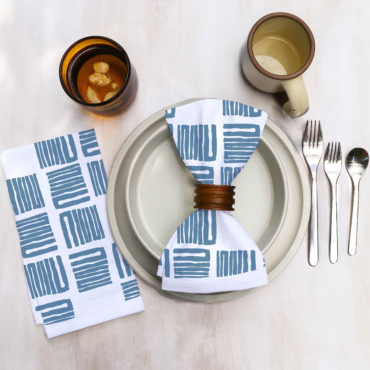 Cotton Dinner Napkins With Zigzag Squares Geometric Design in Various Colors Boho on Bright White Cotton Midcentury Modern Dining Decor - Etsy