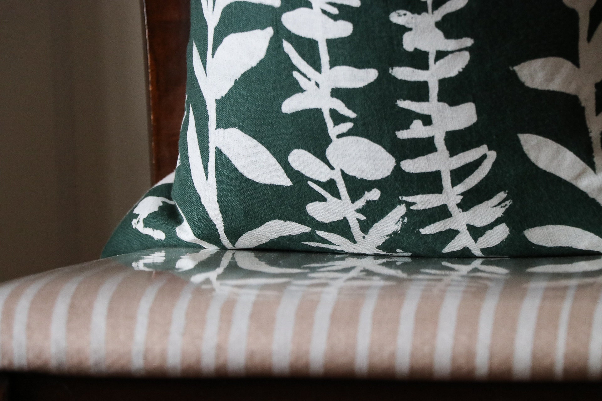 Dark Green Pillow Cover Green Pillow Cover Botanical Pillow Etsy
