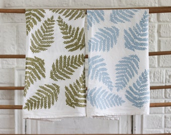 Fern Print Flour Sack Tea Towel: Botanical Kitchen Decor