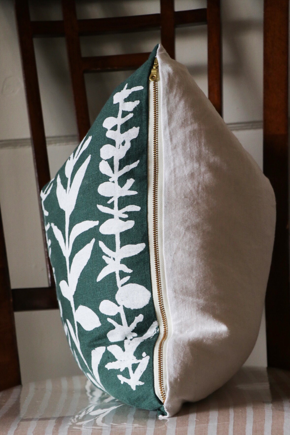 Dark Green Pillow Cover Green Pillow Cover Botanical Pillow Etsy