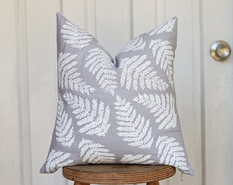 White Fern Pillow Cover Gray Linen Pillow Cover Neutral Linen Pillow Modern Home Decor Designer Linen Pillow Not Perfect Linen Pillow Case