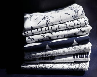 Seconds Sale: Indigo Flour Sack Cotton Tea Towel, Neutral Farmhouse Kitchen Decor, Gift Idea
