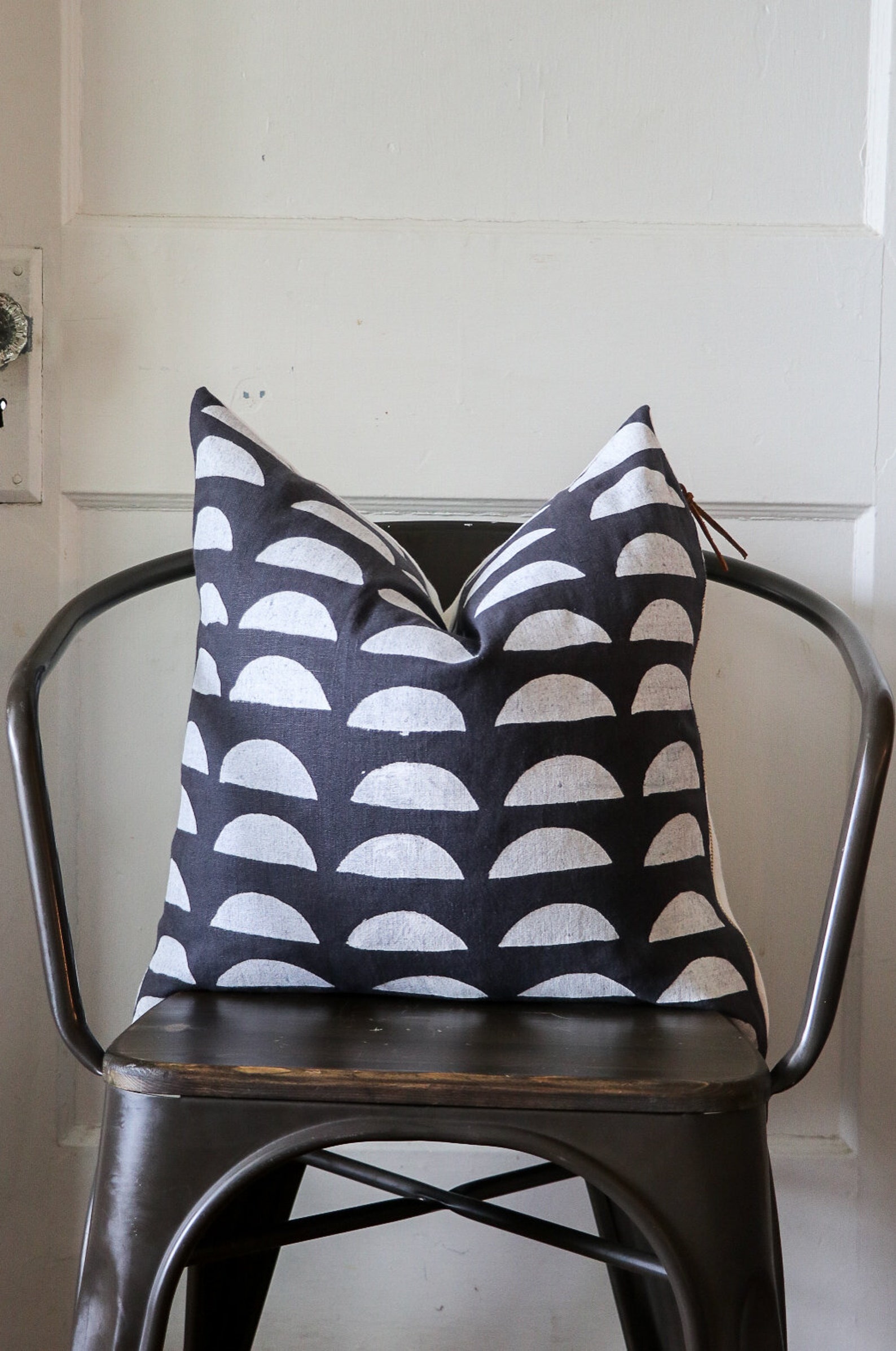 Charcoal Gray Pillow Linen Half Moon Throw Pillow Half Moon Etsy