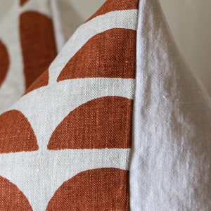 Terracotta Natural Linen Throw Pillow Cover Brick Hand Printed Designer Pillows Boho Throw Pillow for Sofa Midcentury Modern Pillowcase image 8