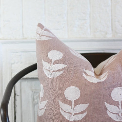 Blush Linen Euro Sham Cover Throw Linen Pillow Cover Boho Etsy