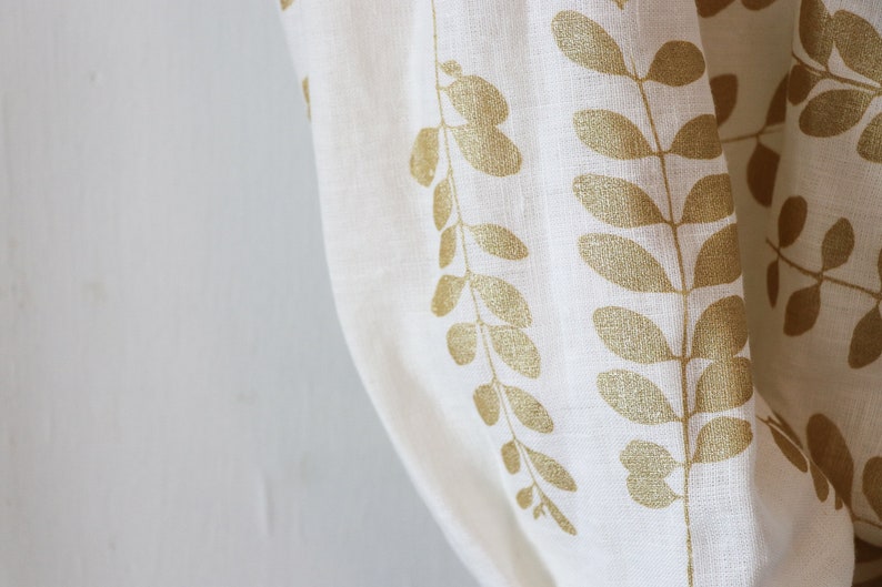 Infinity Scarf Linen Infinity Scarf Gold Infinity Scarf Linen Women's Scarf Hand Printed Scarf Soft Infinity Scarf Linen Circle Scarf Gold 画像 3