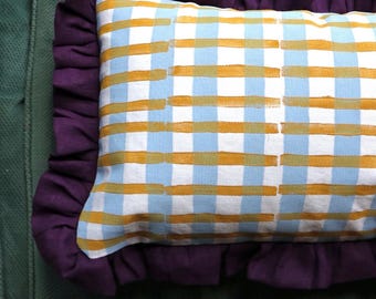 Plaid Ruffle Edge Linen Throw Pillow Cover, Grandmillenial Pillow Mix and Match Throw Pillows
