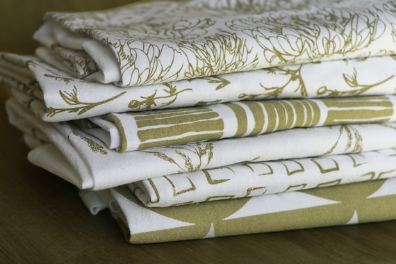 Cotton Tea Towels with Whimsical Botanical Designs