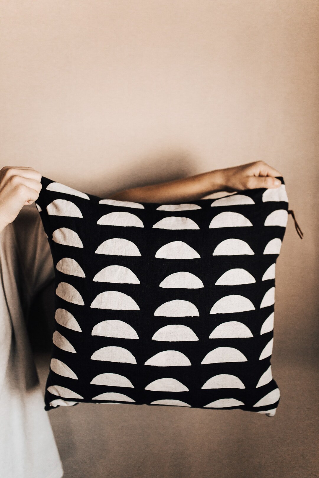 Gray Linen Pillow Cover Half Moon Pillow Cover Charcoal Gray Etsy