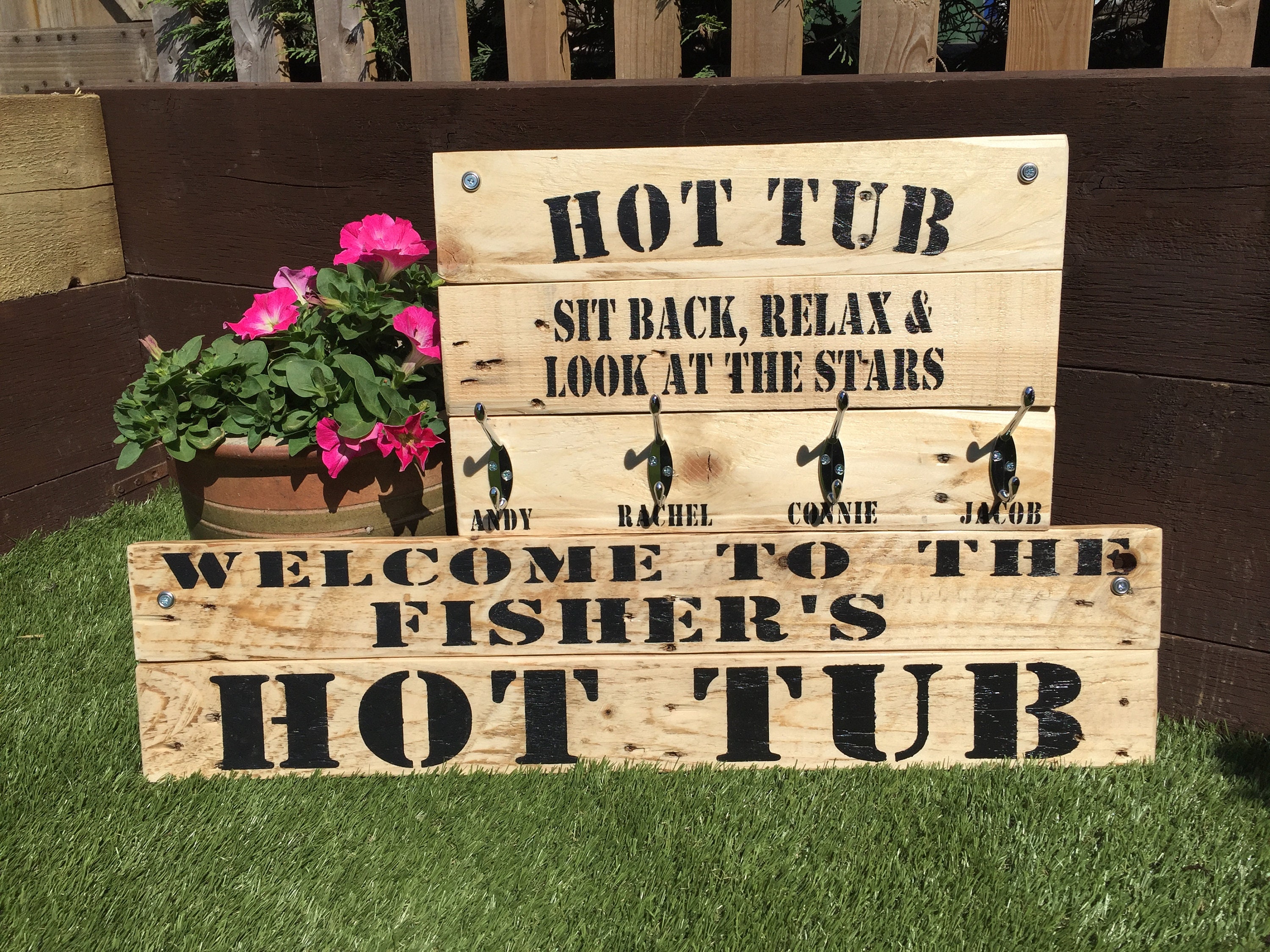 Hot tub sign. Can Personalise. Hand made reclaimed timber sign Etsy