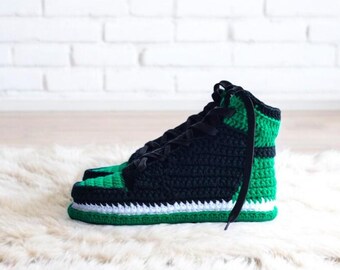 Jordan AJ1 Retro Knitted Sneakers, Crochet slipper shoes, Gift For Him, Gift For Her, Gift For Sneakerhead, Interesting gift