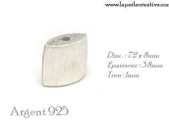 Perle argent rectangle Argent massif 925 brossé