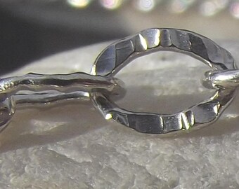 Silver chain 925 hammered oval