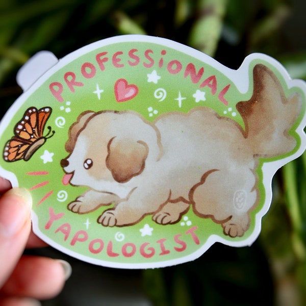 Yapologist Puppy, Vinyl Dog Sticker, Dog Meme, Funny Chibi Sticker, Cute Stationery, Waterproof, Planner, Journal, Tablet, Laptop Decor