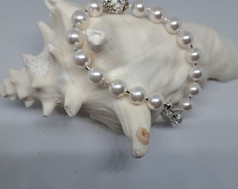Schlichte elegante Swarovski Kristall weiß Perlenarmband