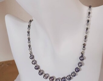 Freshwater Pearls, Lilac, Swarovski, Tanzanite, Pewter, White, Toggle Clasp, Necklace, Earrings, Under 45.00