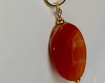 Red Agate, Pendant, Cable Chain, Toggle Clasp, Necklace, Earrings, Lightweight, Minimalist, Under 35.00