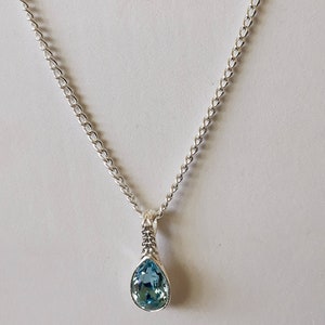 Aquamarine Pendant, Swarovski, Curb Chain, Toggle Clasp, Bail, Necklace, Earrings, Under 25.00