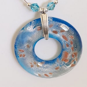 Blue and Silver, Pendant, Turquoise Blue, Stardust, Curved Tube beads, Bail, Toggle Clasp, Necklace, Earrings, Under 25.00