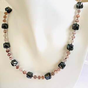 Hemalyke, Strawberry Quartz, Cubes, Opaque Silver, Czech, Toggle Clasp, Necklace, Earrings, Under 40.00