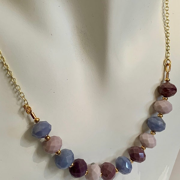 Amethyst Mix, Glass Rondelles, Cable Chain, Toggle Clasp, Necklace, Earrings, Minimalist, Lightweight, Under 30.00