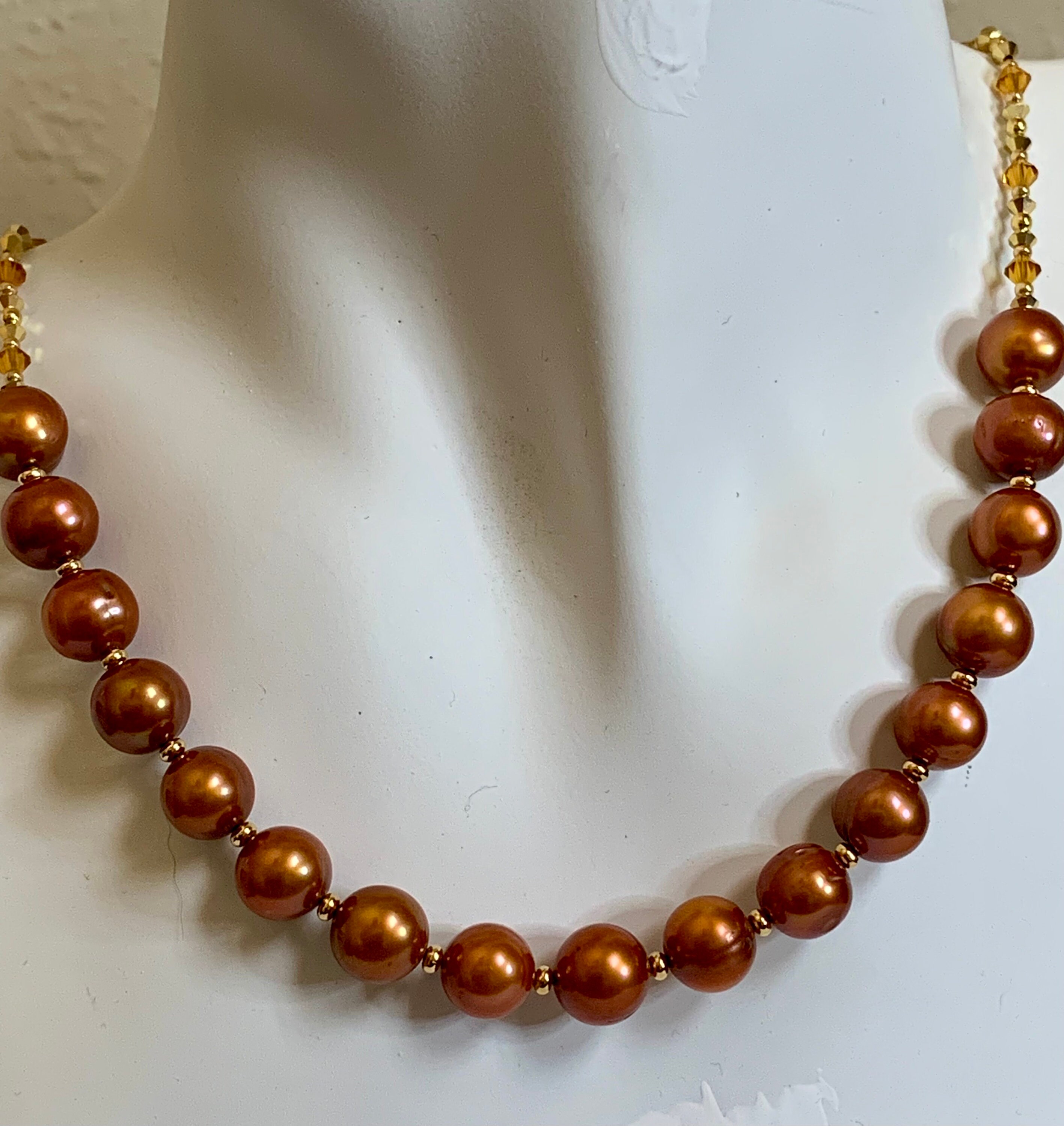 Sienna, Pearl, Swarovski, Topaz, Preciosa, Gold Plated