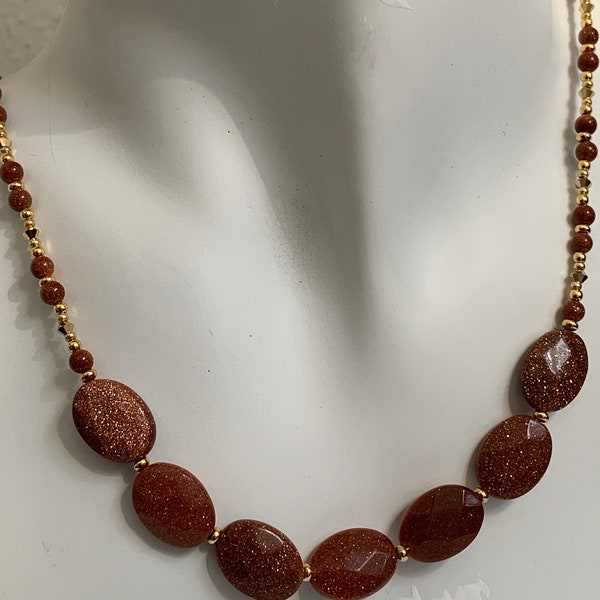 Brown Goldstone, Preciosa, Seed Beads, Toggle Clasp, Necklace, Hoop Earrings, Lightweight, Under 50.00
