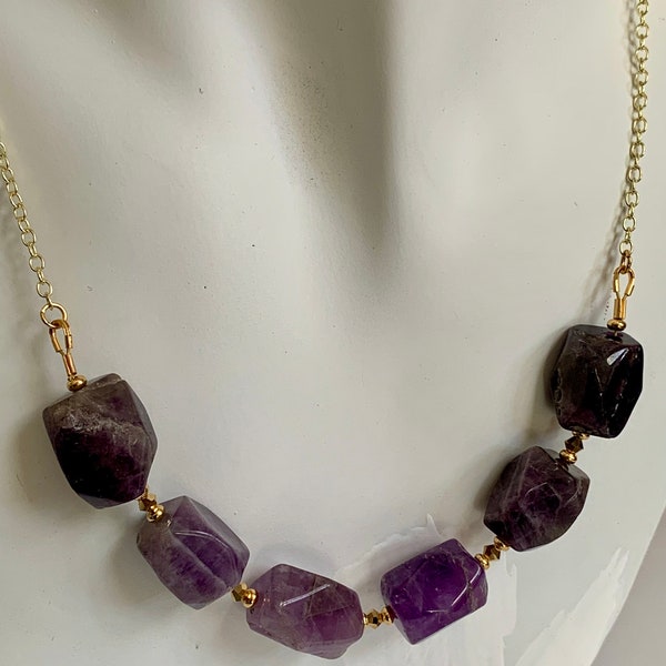 Banded Amethyst, Nuggets, Preciosa, Cable Chain, Toggle Clasp, Necklace, Earrings, Minimalist, Monochrome, Under 30.00