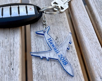 Airplane Keychain (Travel Keychain, Vacation Keychain, Custom Travel, Travel, Boeing, Vacation Souvenir)