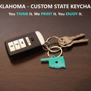 Oklahoma - Custom State Keychain (OK Keychain, State Keychain, Oklahoma State, Map Keychain, Heart State, Long Distance Gift)