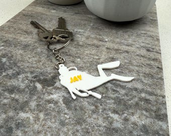 Personalized Scuba Diver Keychain Ornament: Diving Gift, Ocean Lover