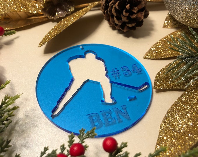 Custom Hockey Ornaments (Ice Hockey Ornaments, NHL Ornaments, Sport Ornaments, Christmas Gift, Personalized Gift, Christmas)