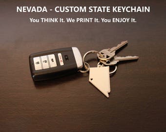 Nevada - Custom State Keychain (NV Keychain, State Keychain, Nevada State, Map Keychain, Heart State, Long Distance Gift)